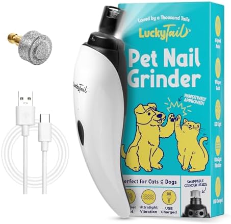 LuckyTail Dog Nail Grinder, Whisper-Quiet, Low-Vibration Trimmer with Light by LuckyTail