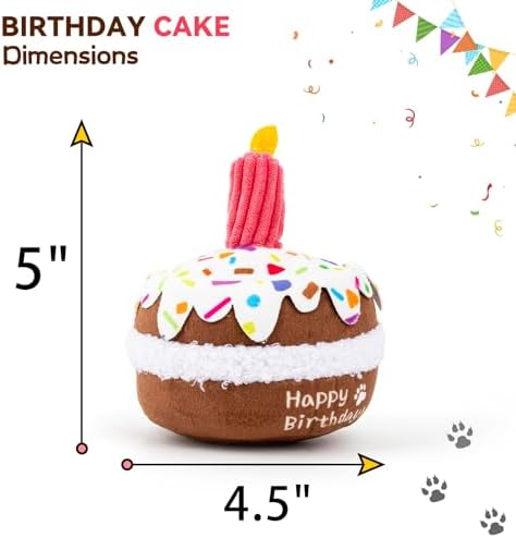 lilfrd Dog Birthday Toy, Squeaky Plush Birthday Cake Puppy Gift - Image 4