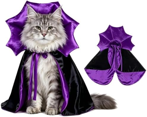 GOYOSWA Cat Halloween Costumes Pet Cat Dog Halloween Vampire Costume Devil Vampire Cape Cloak Halloween Costumes for Cats X-Small Small Dogs Pets by GOYOSWA