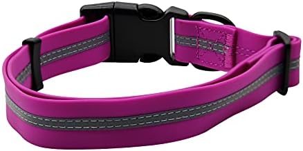 Nimble Reflective Waterproof Dog Collar Adjustable Odor Resistant Easy Clean Pet Collar for Small Medium Large Dogs Night Walking Outdoor Rainy Use (Medium (11.81”-18.5”inches), Rose Purple) - Image 2