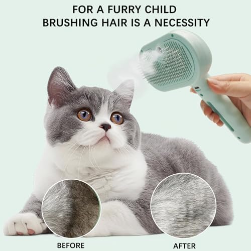 Pet Grooming Kit for Dogs & Cats – Self Cleaning Steam Brush with Cool Mist Spray, Nail Clippers, Flea Comb & 2 Waterless Shampoo Bottles – Quiet Deshedding Slicker Brush for Long & Short Haired Pets - Image 4