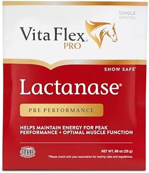 Vita Flex Pro Lactanase Pre Performance Horse Supplements, 25 g Packets, Show Safe Horse Muscle Supplement, for Energy, Metabolism & Stamina | Equine Metabolism Support by VitaFlex