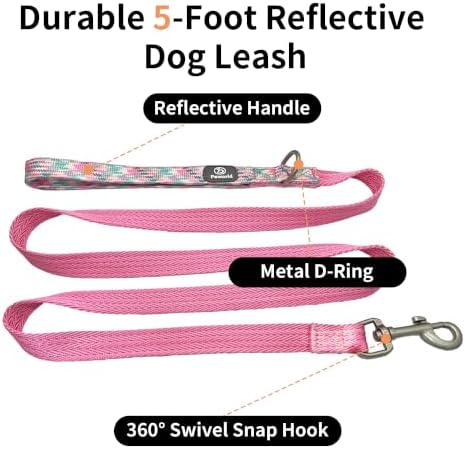 No Pull Dog Harness and Leash Set, Australian Dog Harness, Service Dog Harness with Handle and 4 Reflective Patches, Adjustable Training Vest for Small, Medium and Large Dogs (Pink,S) - Image 5