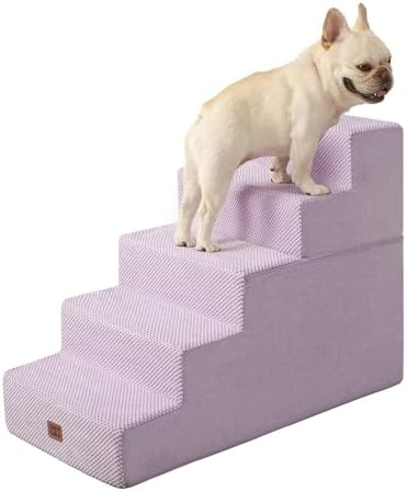 EHEYCIGA Dog Stairs for High Bed 22.5" H, 5-Step Dog Steps, Lilac by EHEYCIGA