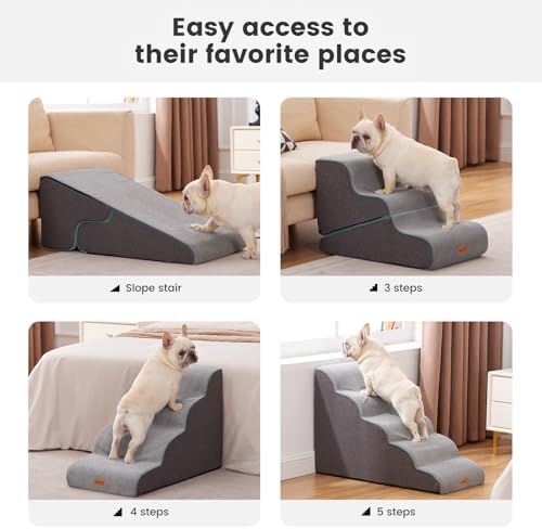 Gardner Pet Dog Stairs for Small Dogs 16.5" H, 2 in 1 Transformable 3-Step Pet Stairs and ramp, Dog Steps for Couch (13-20 in) with Durable Non-Slip Waterproof Cover and CertiPUR-US Certified Foam - Image 6