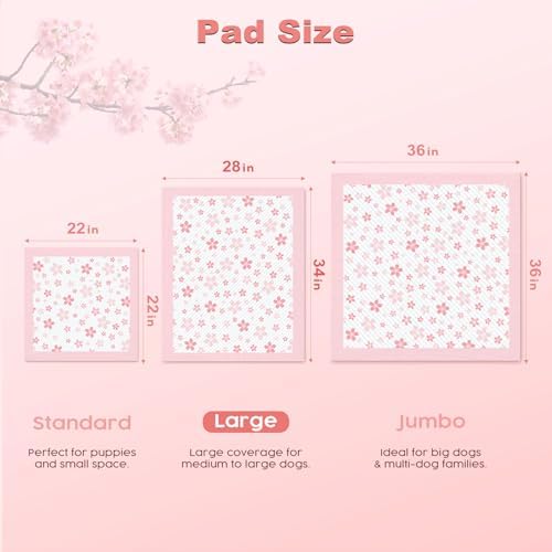 MIZOK Pink Puppy Pads with Adhesive Tabs Disposable Pee Pads 28x34in 30Ct - Image 5
