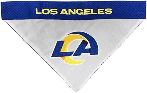 NFL DOG BANDANA - LOS ANGELES RAMS REVERSIBLE PET BANDANA. 2 Sided Sports Bandana with a PREMIUM Embroidery TEAM LOGO, Small/Medium. - 2 Sizes & 32 NFL Teams available by PETSFIRST