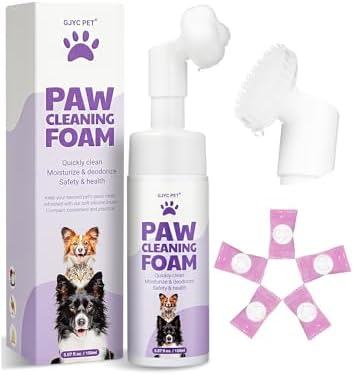 Magic Brush Paw Cleaner for Dogs & Cats, No-Rinse Foaming Pet Foot Washer with Built-in Scrubber Brush for Dirty, Muddy Paws – Suitable for Small, Medium & Large Dogs, Puppies, Kittens (5 fl oz) by GJYCPET