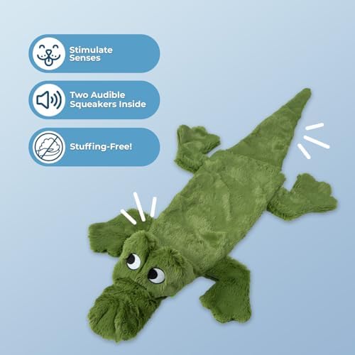 Best Pet Supplies 2-in-1 Stuffless Squeaky Dog Toy - Alligator, Small - Image 2