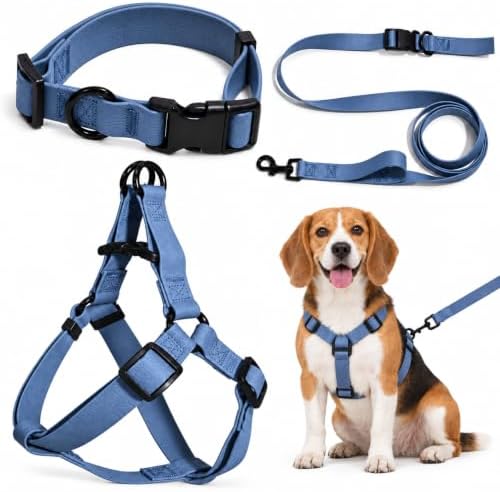 Dog Harness for Medium Sized Dog, No Pull Dog Vest Harness Set with Leash, Collar, No-Choke Pet Harness, Easy Control Soft Handle for Puppies and Small to Large Dogs by Unknown