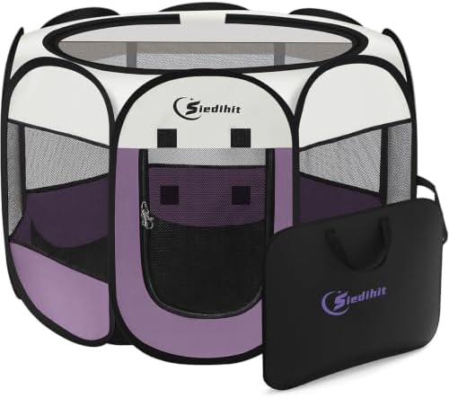 Siedihit Dog Cat Playpen Puppy Pet Crate Tent Cage (Light Purple,Small) by Siedihit