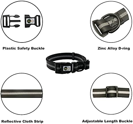 Nimble Reflective Waterproof Dog Collar Adjustable Odor Resistant Easy Clean Pet Collar for Small Medium Large Dogs Night Walking Outdoor Rainy Use (Medium (11.81”-18.5”inches), Black) - Image 4