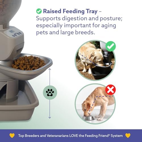 Feeding Friend® Automatic Dog & Cat Food Feeder with Water Dispenser, Smart Pet Feeder with Portion Control, OLED Display, Anti-Jam Design, Battery Operated, Medium Pets 15–30 lbs, Taupe - Image 4
