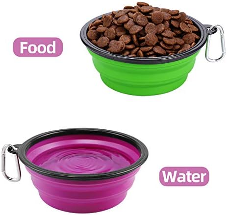 Kytely Large Collapsible Dog Bowls 2 Pack, 34oz Foldable Dog Travel Bowl, Portable Pet Water Food Bowl with Clasp, Pet Cat Feeding Cup Dish for Traveling, Walking, Hiking (Green+Purple) - Image 5