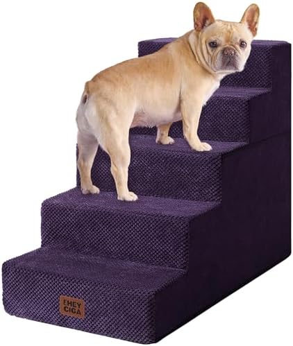 EHEYCIGA Dog Stairs for High Bed 22.5" H, 5-Step Dog Steps, Purple by EHEYCIGA