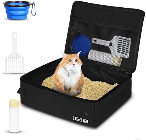 Petskd Portable Cat Travel Litter Box with Lid, Black by Petskd