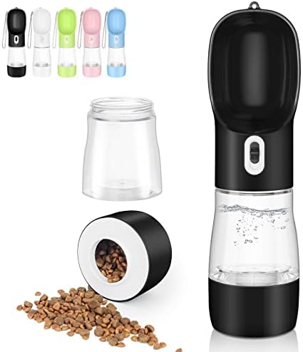Portable Dog Water Bottle with Food Container Dishwasher Safe-Black by Misthis