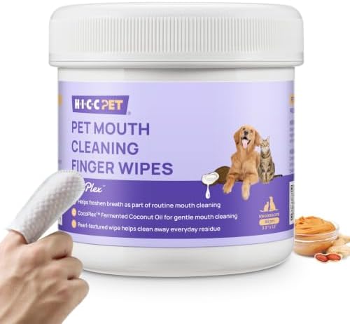 HICC PET Mouth Cleaning Finger Wipes for Dogs & Cats, 50 Count by HICCPET