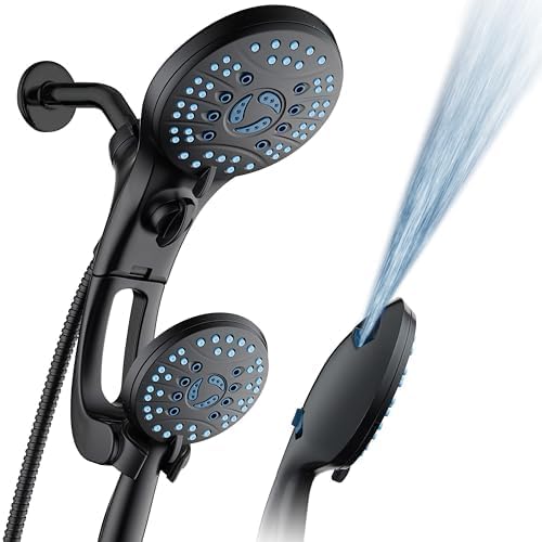 AquaCare 50-mode High Pressure Shower Head Combo with Arm & Dual Power Wash by HotelSpa