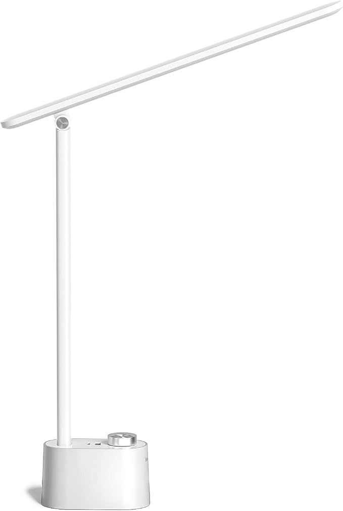 Honeywell LED Desk Lamp with USB Charging Ports - Sunturalux™ HWT-H01 Stepless Dimmable Eye Caring Table Lamp for College Dorm Home Office, Foldable Small Bedside Lamp for Bedroom with Base White by HoneywellAirComfort