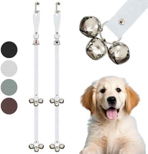 Caldwell's Pet Supply Co. Dog Potty Bells, Dog Door Bell, Bells To Go Outside, Potty Training Bell, Dogs Doorbell, Dogs Potty Doorbell, Ring To Go Pee, All Breed Puppy Training Tool - White (Set of 2) by CaldwellsPetSupplyCo
