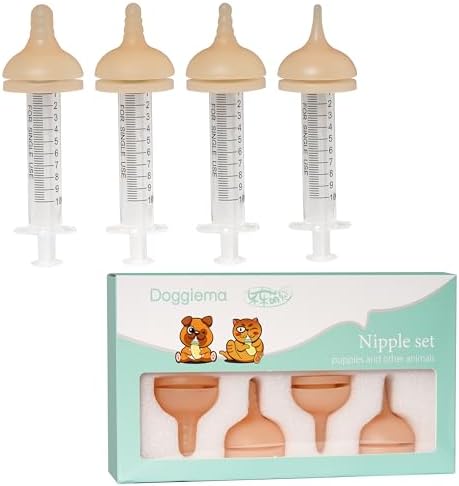 Doggiema Puppy Feeder kit, Silicone Feeding Nipple and Syringes for Puppies by Doggiema