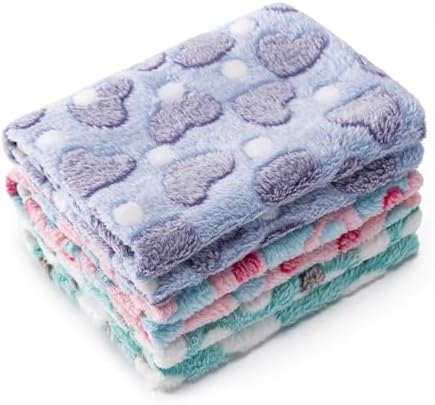 1 Pack 3 Blankets for Dog Puppy Cat (Large 41x31'', Purple, Pink, Green) by CADONO