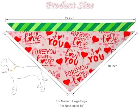 Valentine's & St. Patrick's Day Dog Bandana Set 2PCS-Large, Holiday Party Costumes, Pet Scarves for Boys and Girls, Dog Outfit Gifts for Medium to Large Dogs, Diverse Festive Styles - Image 2