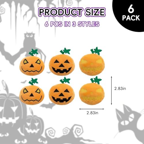 6pcs Halloween Pumpkin Catnip Toy，Hallowen Indoor Pumpkin Shaped Cat Toy Plush Interactive Chew Bite Toys for Cat Kitten Indoor Festive Holiday Cat Lover Gift - Image 2