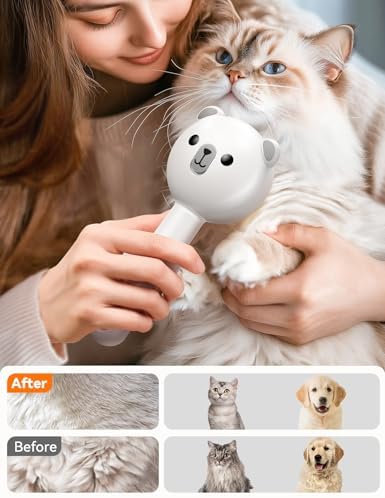 Cat Steam Brush, Brushes for Indoor Cats with Release Button, Undercoat Removal Grooming Supplies, Dual Spray USB Rechargeable, Cat Brush for Shedding for All Long-haired and Short-haired Pets - Image 5