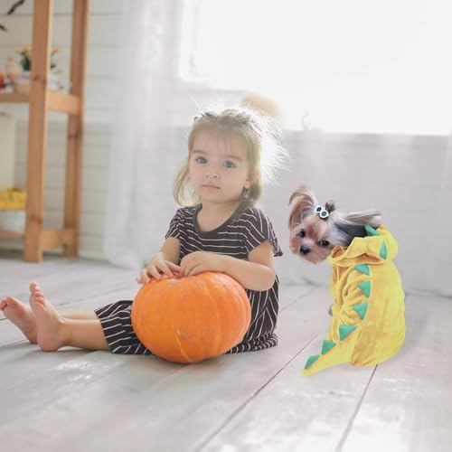 Hotumn Dinosaur Dog Halloween Costume Pet Dino Hoodie for Small Dogs (Small, Yellow) - Image 6