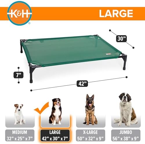 K&H Outdoor Elevated Dog Bed for Medium & Large Pets, Green, 42x30in - Image 4