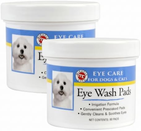 Miracle Care Eye Wash Pads for Dogs and Cats, 90 Pre-Soaked Wipes (2 Pack) by MiracleCare