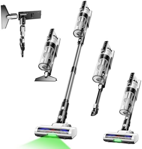 Trucozie Cordless Vacuum Cleaner, Self-Standing Lightweight Stick Vacuum with 50 mins Runtime, Powerful Suction, Anti-Tangle Wireless Vacuum for Home, Hardwood Floor, Carpet, Pet Hair, White by TrucozieHome