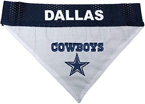 Pets First NFL DOG BANDANA - DALLAS COWBOYS REVERSIBLE PET BANDANA. 2 Sided Sports Bandana with a PREMIUM Embroidery TEAM LOGO, Small/Medium. - 2 Sizes & 32 NFL Teams available, DAL-3217-S-M - Image 2