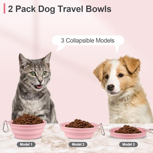 Kytely Collapsible Dog Bowls for Travel, 2Pack Dog Portable Water Bowl, Foldable Pet Food Bowl with Clasp, Pet Cat Feeding Cup Dish for Traveling, Walking, Hiking - Image 3