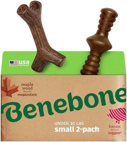 Benebone 2 Count Maplestick/Zaggler Durable Dog Chew Toys, Dog Bones, Small (Pack of 8) by Benebone