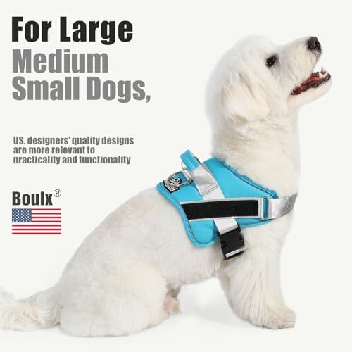 Bolux Dog Harness, No-Pull Reflective Dog Vest, Breathable Adjustable Pet Harness with Handle for Outdoor Walking - No More Pulling, Tugging or Choking (OceanicBlue, Medium (Pack of 1)) - Image 5