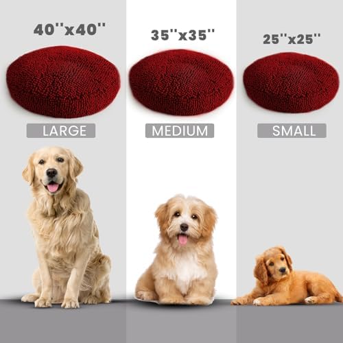 Muddy Mat® Cloud K-9 Bed for Dogs & Cats, Soft & Relaxing Donut Dog Bed, Chenille Material, Removable Cover, Washable & Dryer Safe–Red Large(40'x40') - Image 6