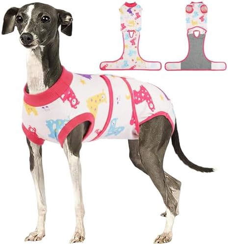 Kuoser Dog Recovery Suit, Female Male Spay Neuter Surgery Suit, Llama, L by Kuoser