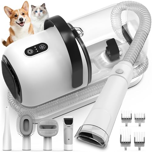 FIXR Dog Grooming Vacuum, All-in-One Pet Grooming Kit with Hair Clipper & Shedding Brush, Low Noise 12,000Pa Dog Hair Remover Vacuum, Pet Groomer Set with Cleaning Brushes, PG01 by FIXR