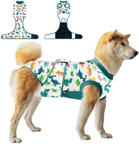 Dog Surgery Recovery Suit,Female Male Dog Onesie for Spay Neuter,Substitute E-Collar & Cone,Anti-Licking Breathable Onesie for Small Medium Large Dogs,Dinosaur M by VPETBR