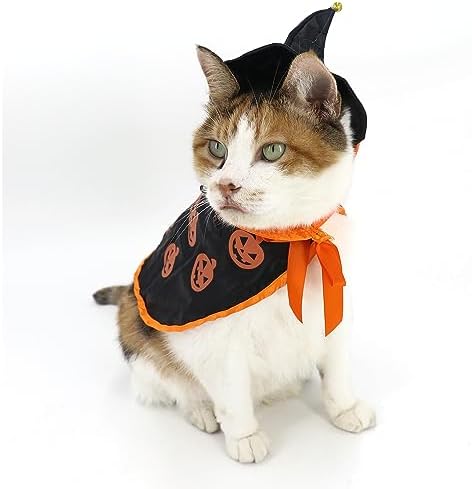 Pet Halloween Pumpkin Cloak with Hat Cosplay Cloak for Cat and Small Dogs, Pet Halloween Costume Clothes Suit with Cap - Image 7