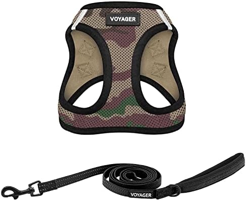 Best Pet Supplies Voyager Step-in Air All Weather Mesh Harness and Reflective Dog 5ft Leash Combo with Neoprene Handle, for Small, Medium and Large Breed Puppies - Army/Black Trim, XXX-Small by BestPetSuppliesLLC