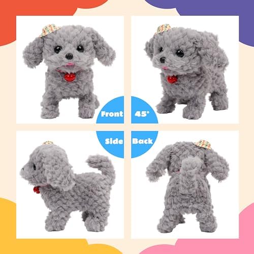 Walking Grey Dog Plush Toy Barking Interactive Animated Pet - Image 4