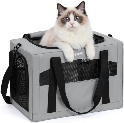 Pecute Cat Carrier Stable, Pet Carrier with Privacy Partition,Gray by pecute