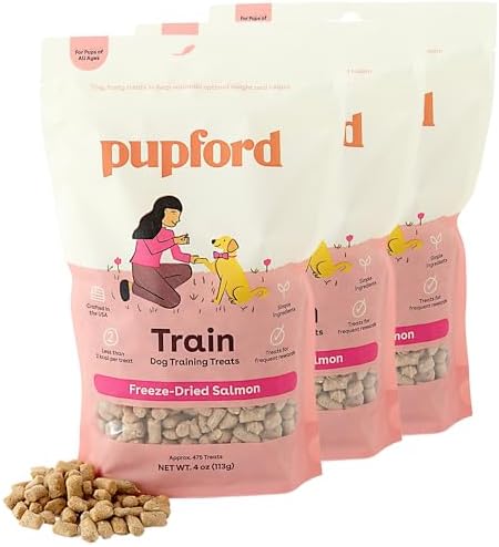 Pupford Freeze Dried Dog & Puppy Training Treats (Salmon, 4 oz, 3 Pack) by Pupford