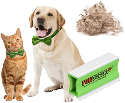 FurDozer Pet Hair Remover & Auto Detailing Tools - Cat & Dog Hair Remover for Carpets, Car Interiors, Couches, Bedding, & Pet Furniture (Green, X3 MINI - 3.5" Long) by NeaterPetBrands