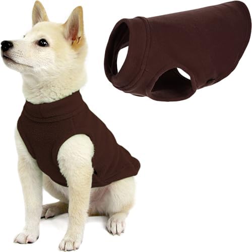 Gooby Stretch Fleece Vest Dog Sweater, Brown, Medium by Gooby