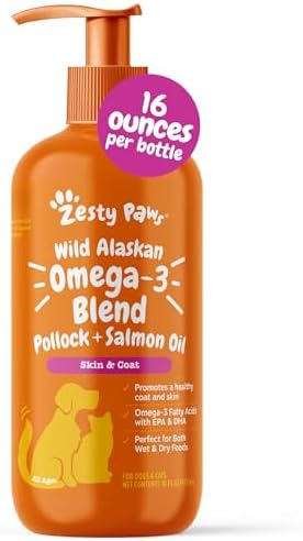 Zesty Paws Salmon Oil for Dogs & Cats - Omega 3 for Dogs, 16 oz by ZestyPaws